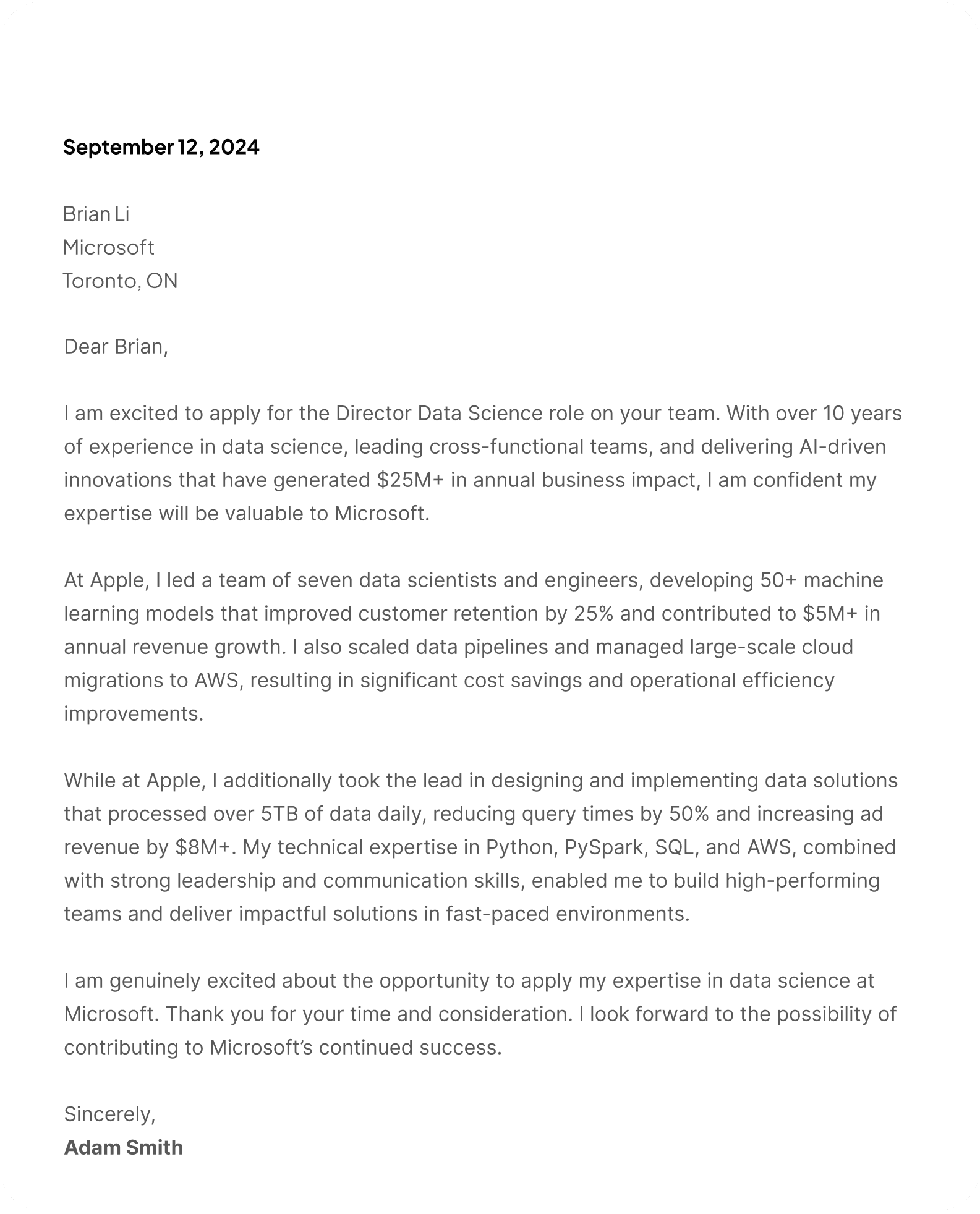 Personalized Cover Letters